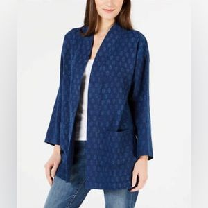 Eileen Fisher blue patterned kimono size medium